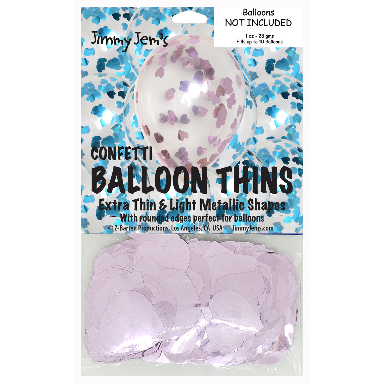 BalloonTHIN Heart 1" Blue Sky & Pink Pouch