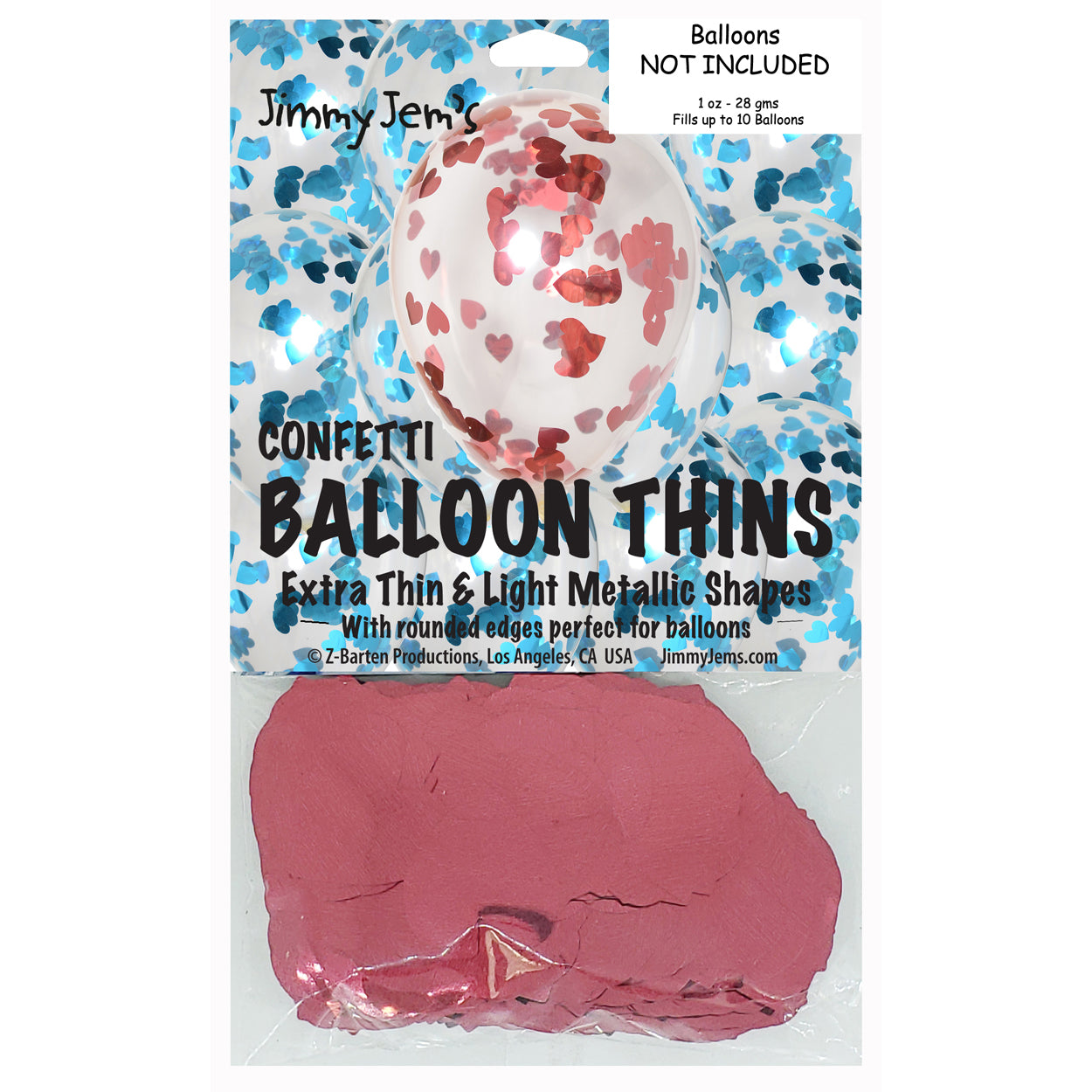 BalloonTHIN Heart 1" Blue Sky & Red Pouch