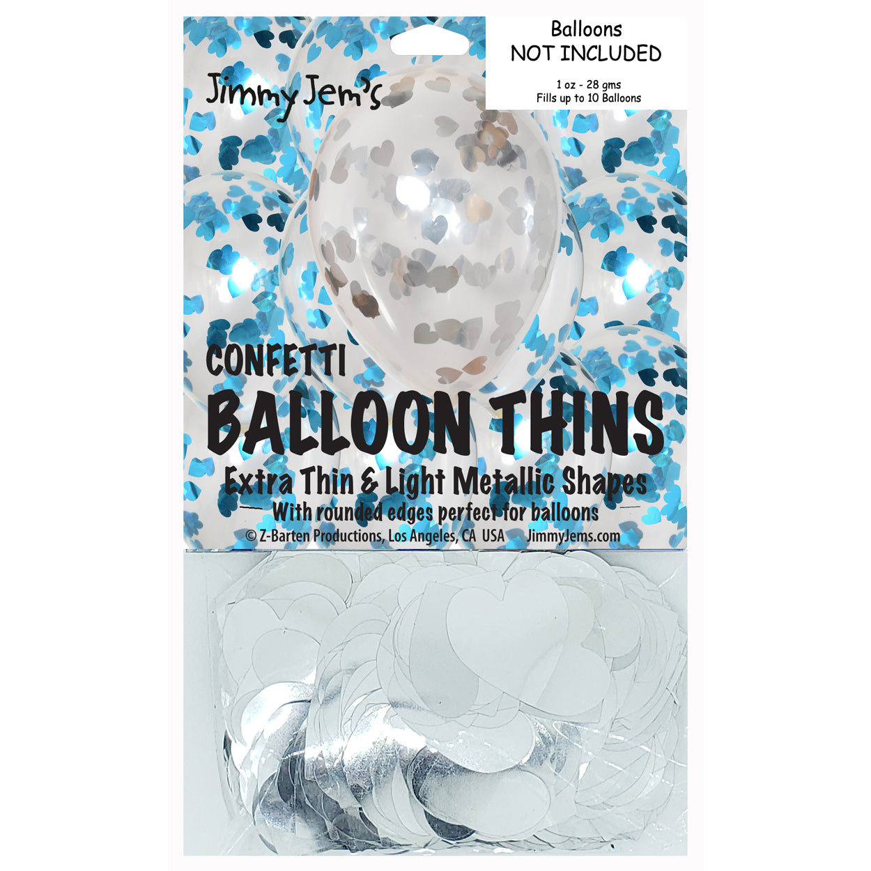 BalloonTHIN Heart 1" Blue Sky & Silver Pouch