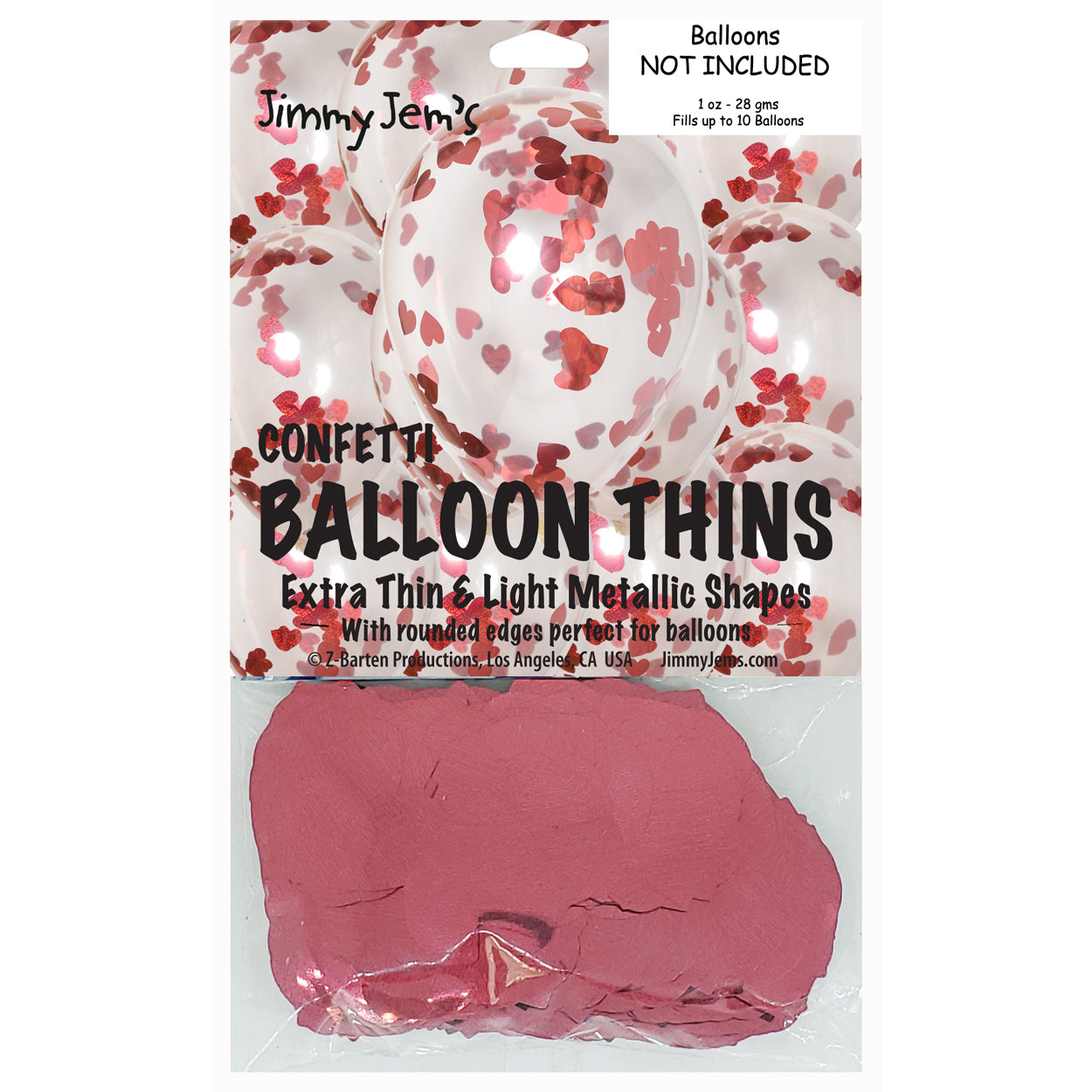 BalloonTHIN Heart 1" Red Prisma & Red Pouch