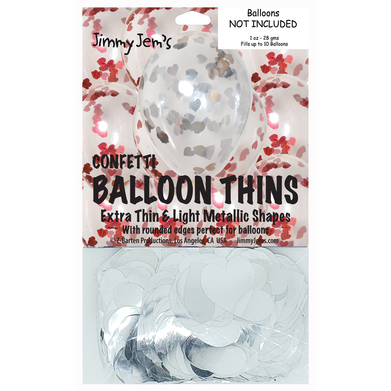 BalloonTHIN Heart 1" Red Prisma & Silver Pouch