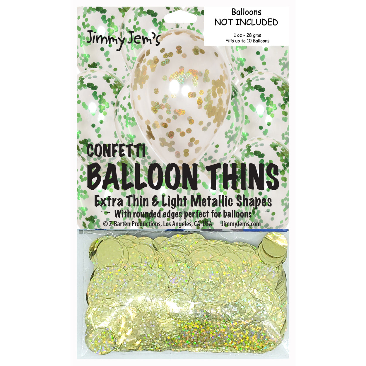 BalloonTHIN Circle 1/2" Green & Gold Prisma Pouch