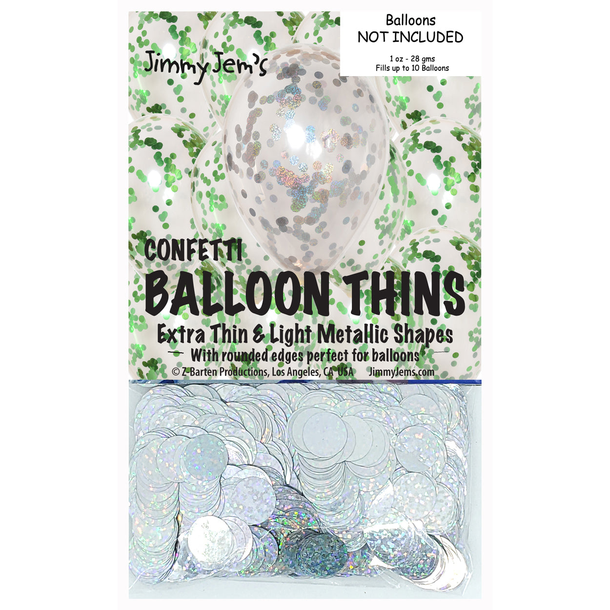 BalloonTHIN Circle 1/2" Green & Silver Prisma Pouch