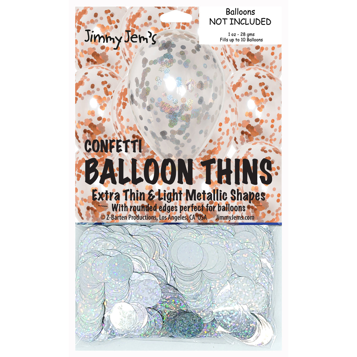 BalloonTHIN Circle 1/2" Orange & Silver Prisma Pouch