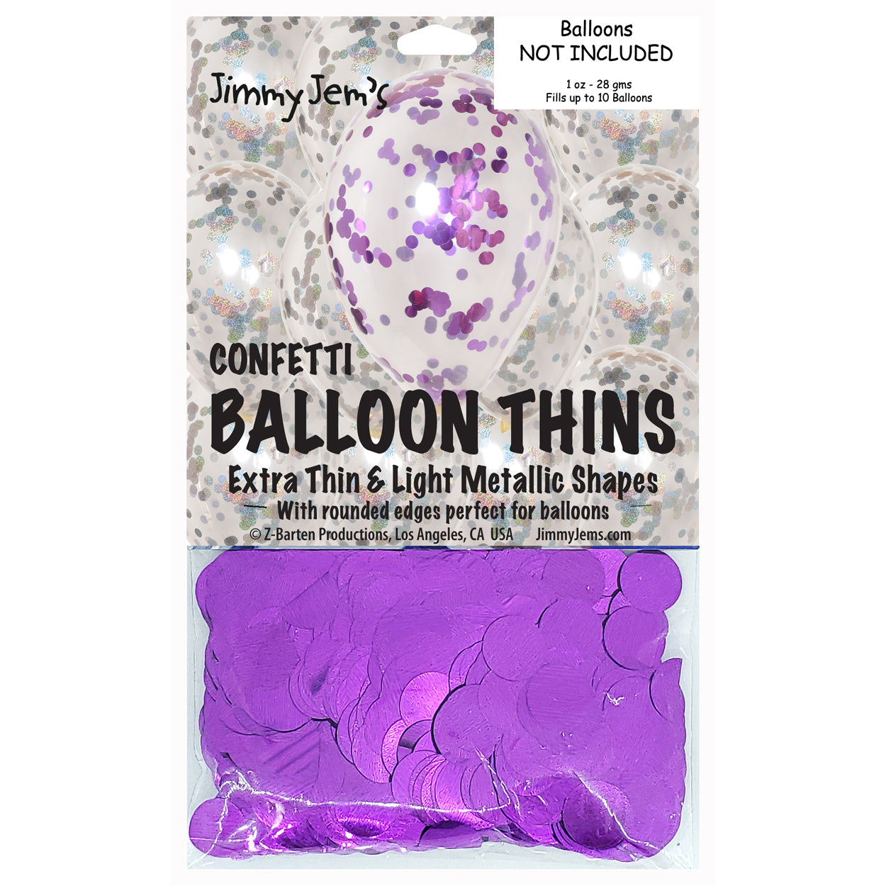 BalloonTHIN Circle 1/2" Silver Prisma & Purple Pouch