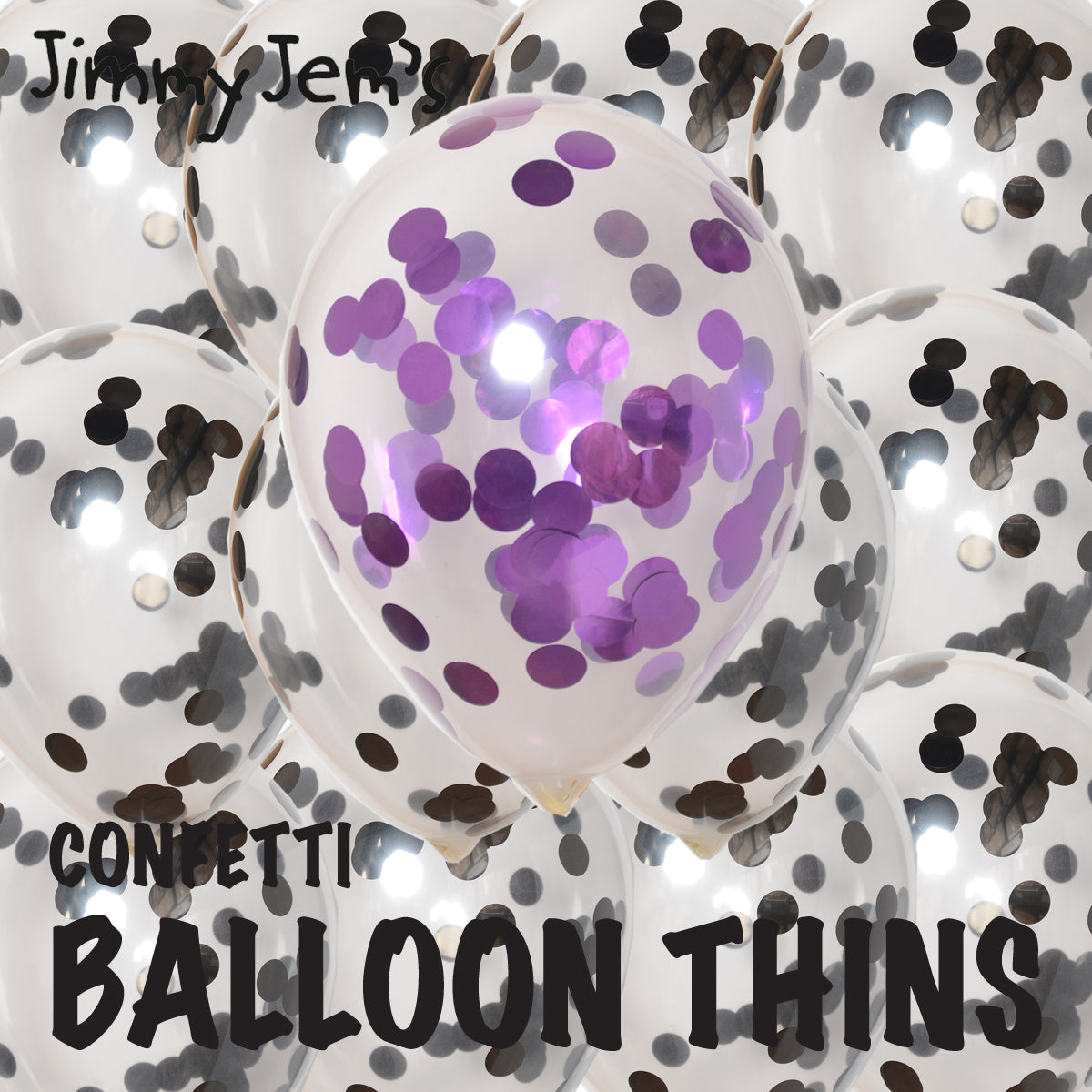 BalloonTHIN Circle 1" Black & Purple filled Balloon Header