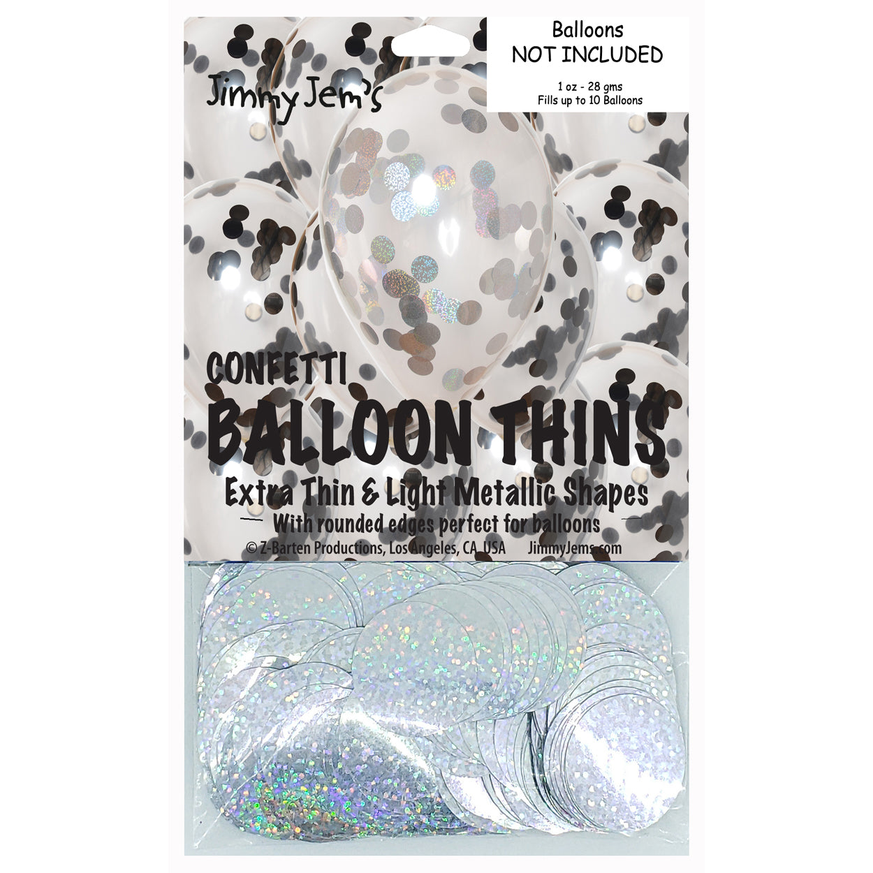 BalloonTHIN Circle 1" Black & Silver Prisma Pouch