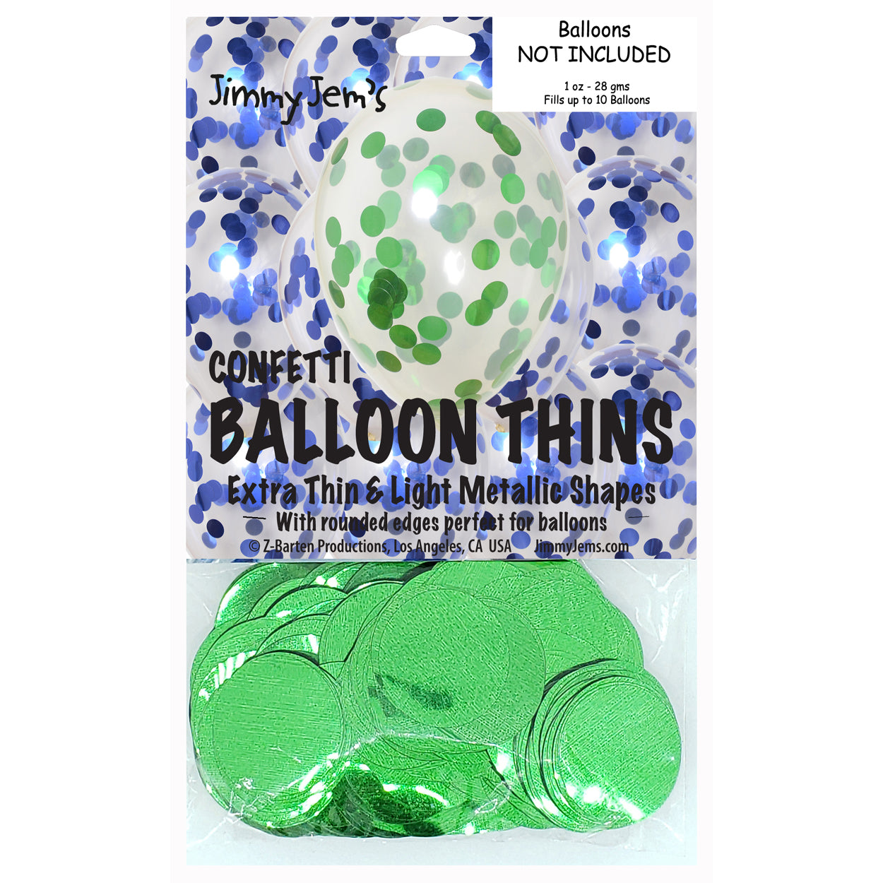 BalloonTHIN Circle 1" Blue Royal & Green Pouch