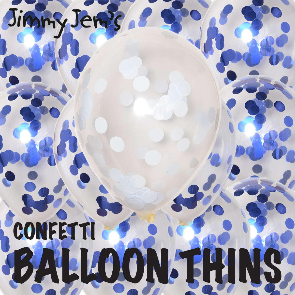 BalloonTHIN Circle 1" Blue Royal & White filled Balloon Header