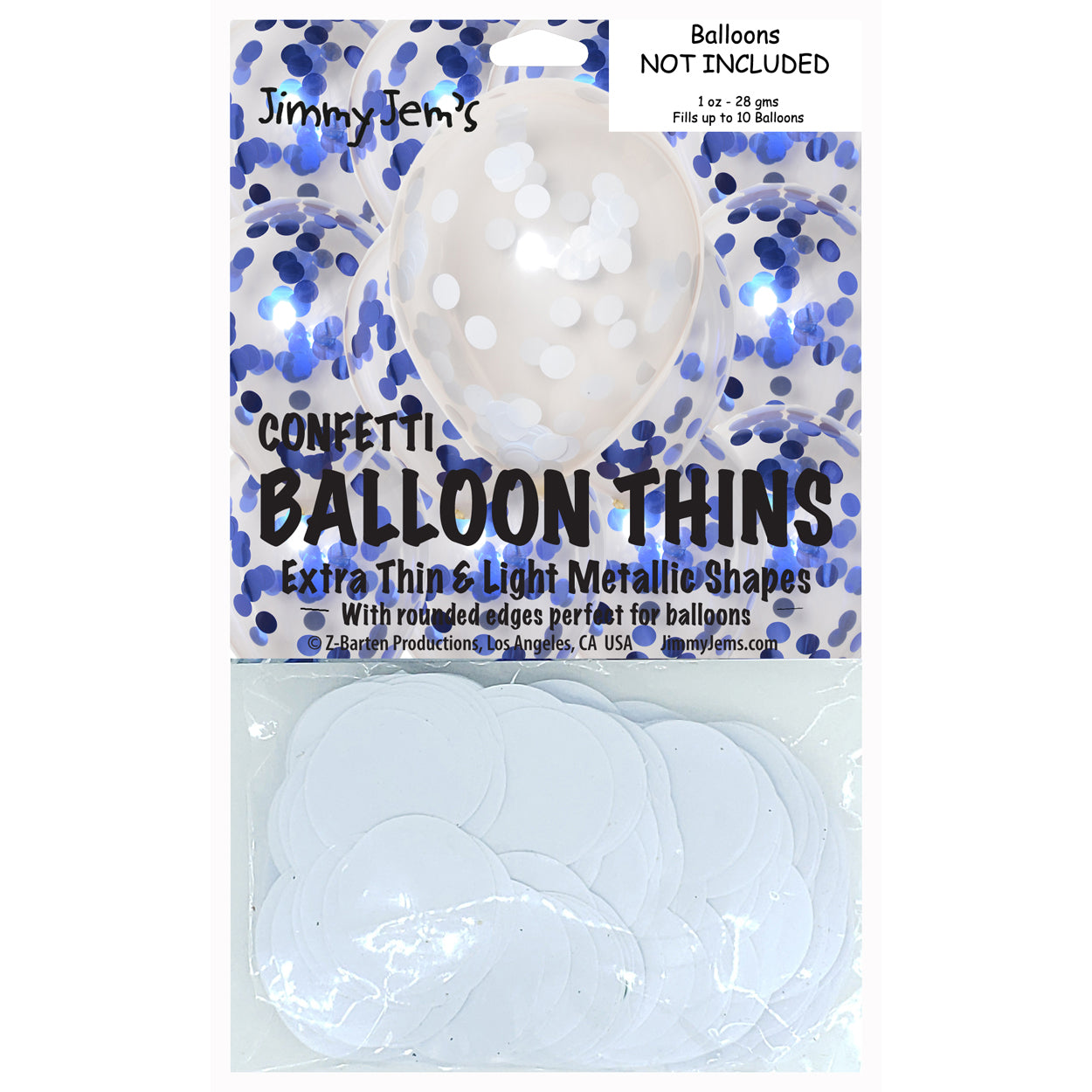 BalloonTHIN Circle 1" Blue Royal & White Pouch