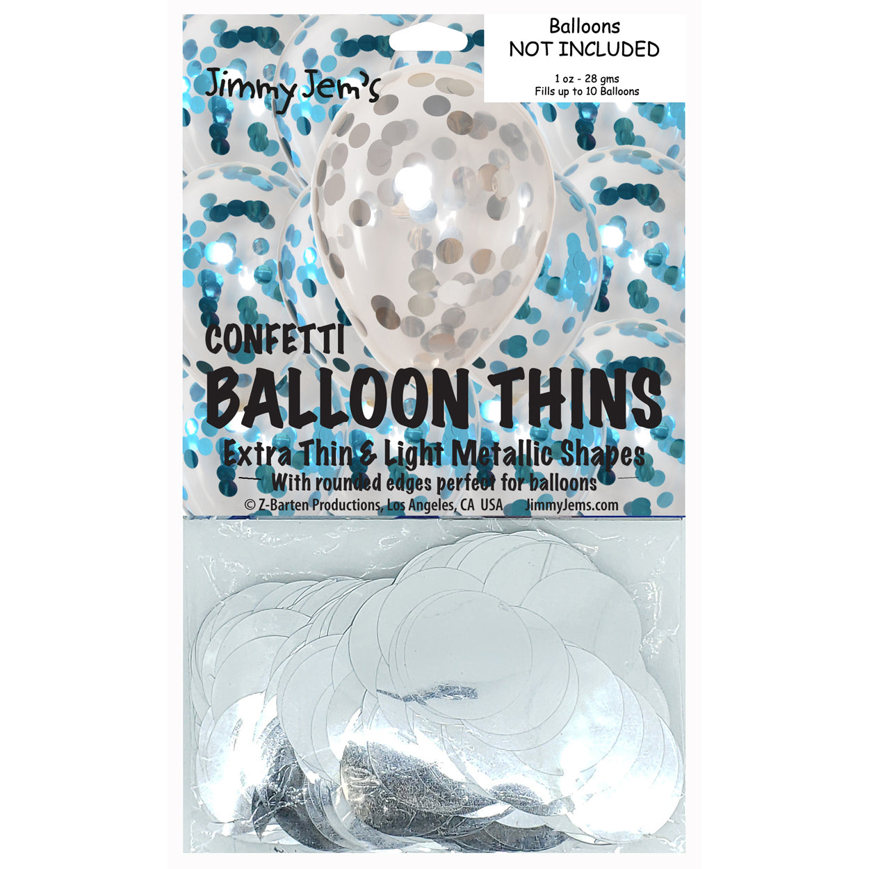 BalloonTHIN Circle 1" Blue Sky & Silver Pouch