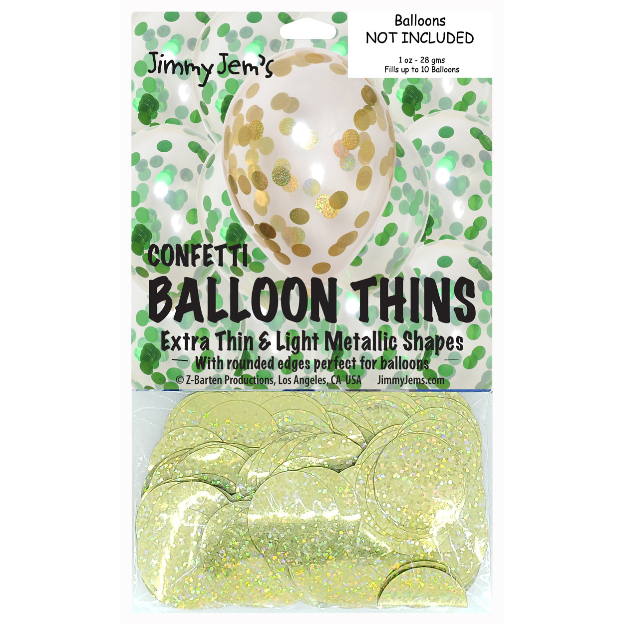 BalloonTHIN Circle 1" Green & Gold Prisma Pouch