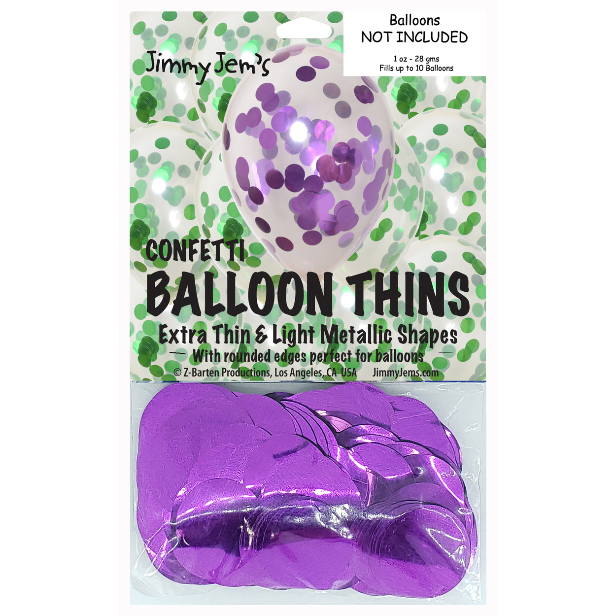 BalloonTHIN Circle 1" Green & Purple Pouch