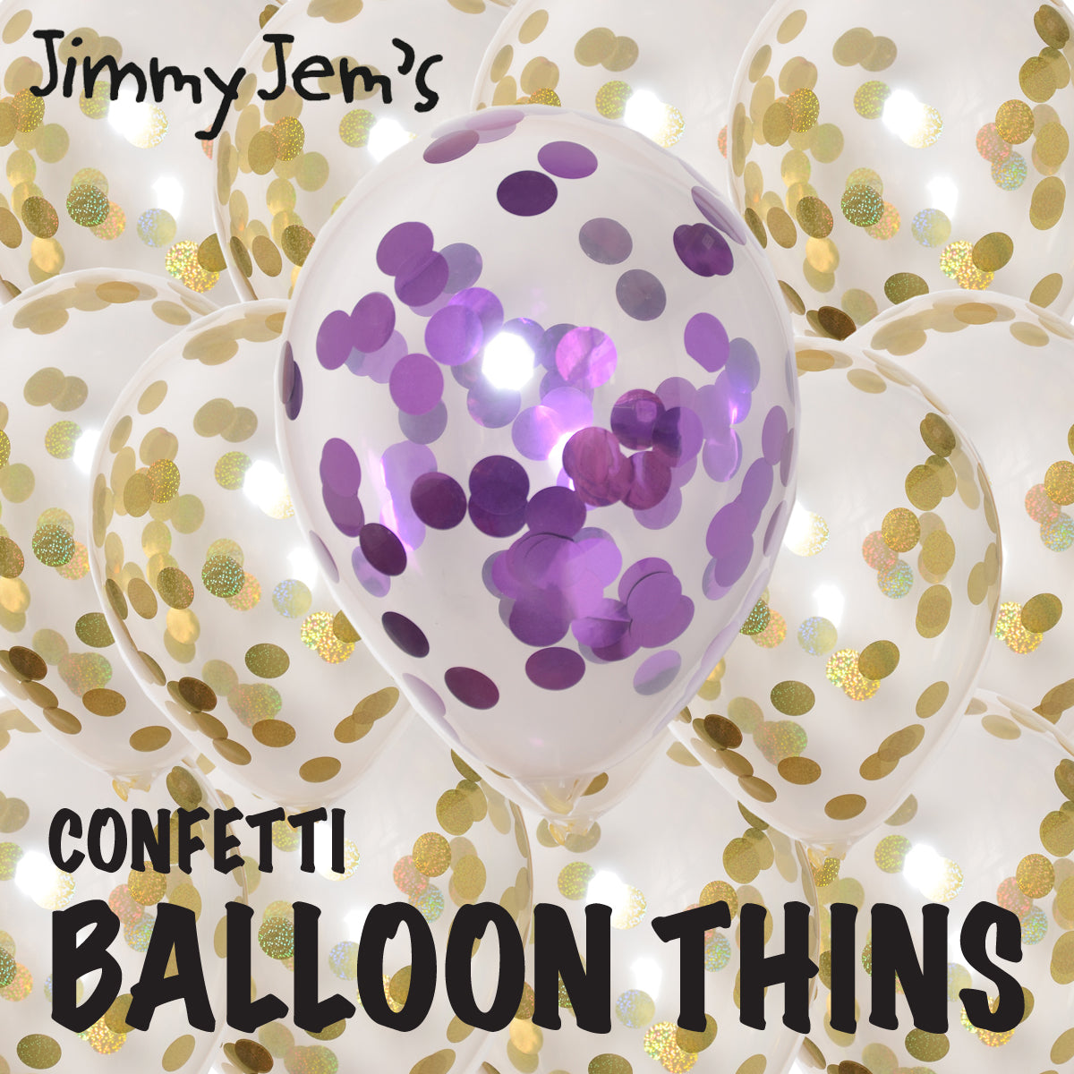 BalloonTHIN Circle 1" Prisma Gold & Purple filled Balloon Header