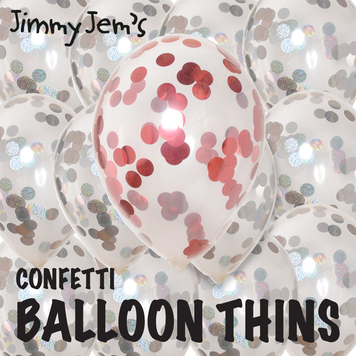 BalloonTHIN Circles 1" in Silver Prisma & Red - Balloon Combo Kits