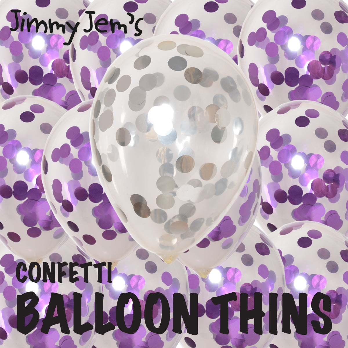 BalloonTHIN Circle 1" Purple & Silver filled Balloon Header