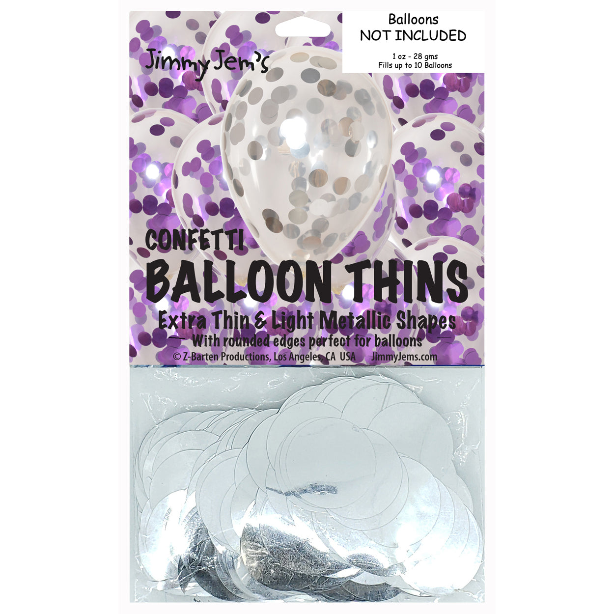 BalloonTHIN Circle 1" Purple & Silver Pouch