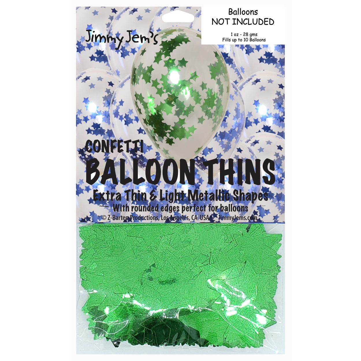 BalloonTHIN Star 1" Blue Royal & Green Pouch