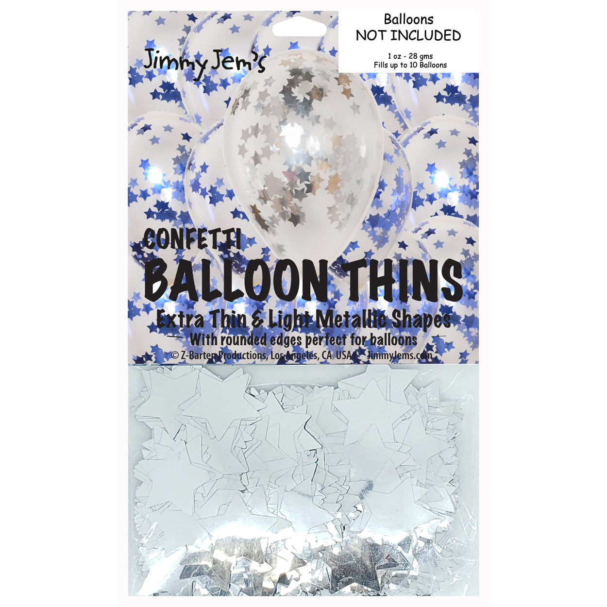 BalloonTHIN Star 1" Blue Royal & Silver Pouch