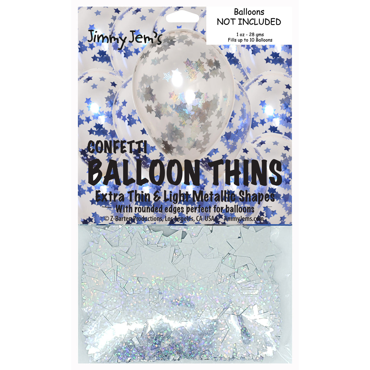 BalloonTHIN Star 1" Blue Royal & Silver Prisma Pouch