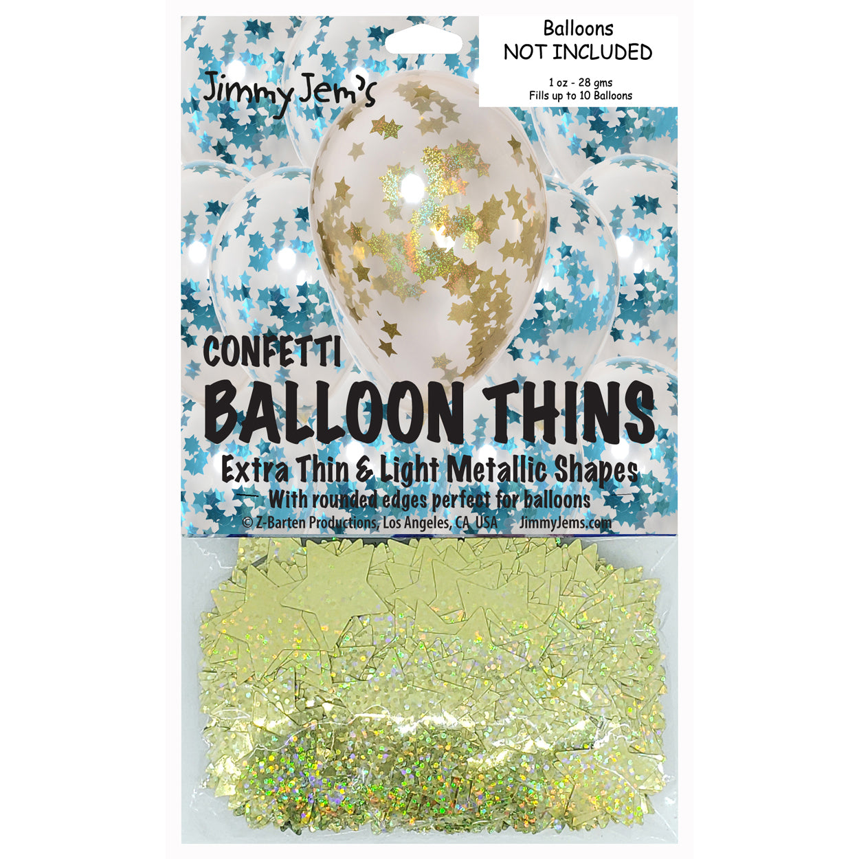 BalloonTHIN Star 1" Blue Sky & Gold Prisma Pouch