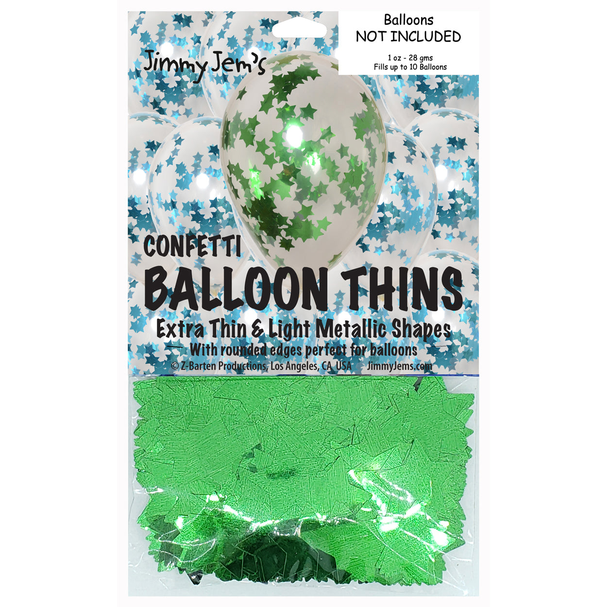 BalloonTHIN Star 1" Blue Sky & Green Pouch