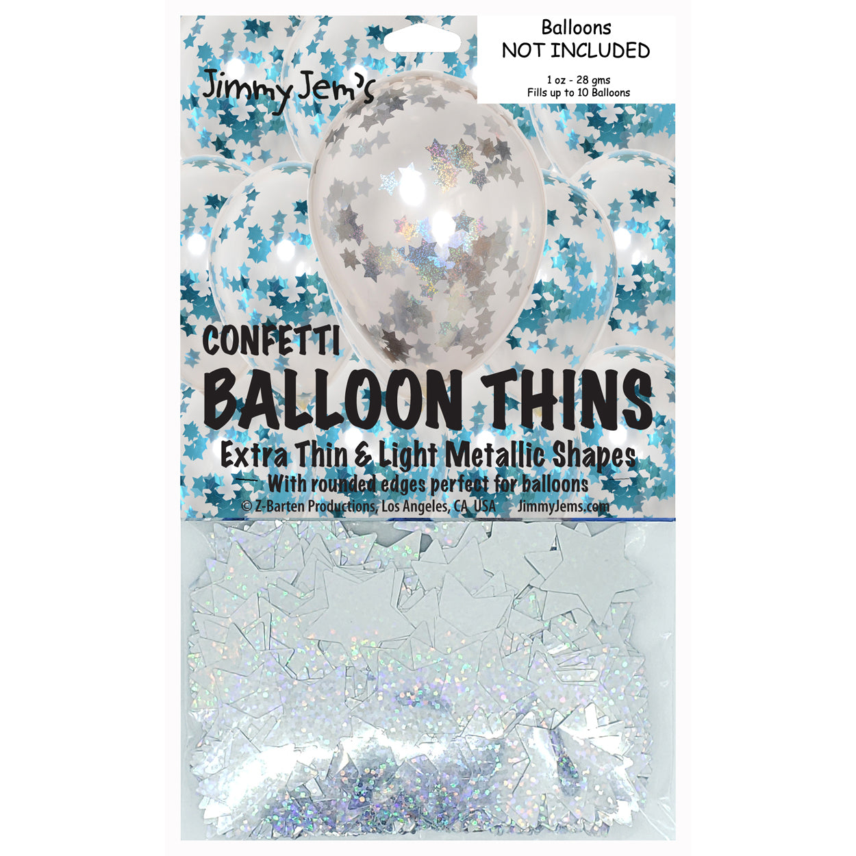 BalloonTHIN Star 1" Blue Sky & Silver Prisma Pouch