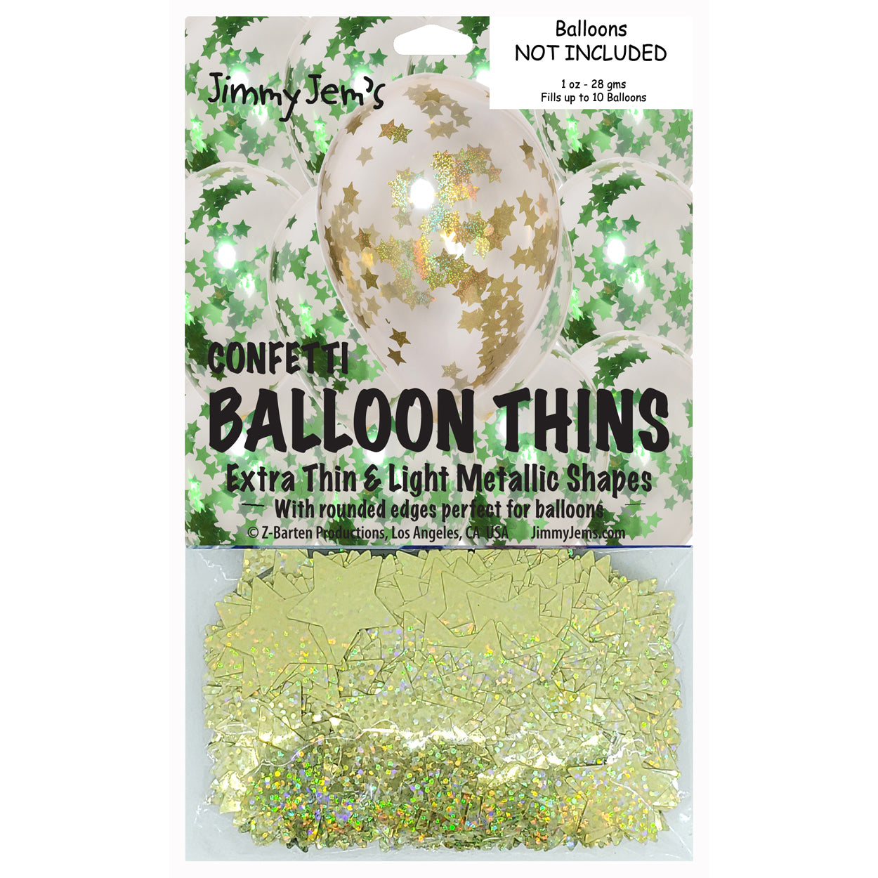 BalloonTHIN Star 1" Green & Gold Prisma Pouch