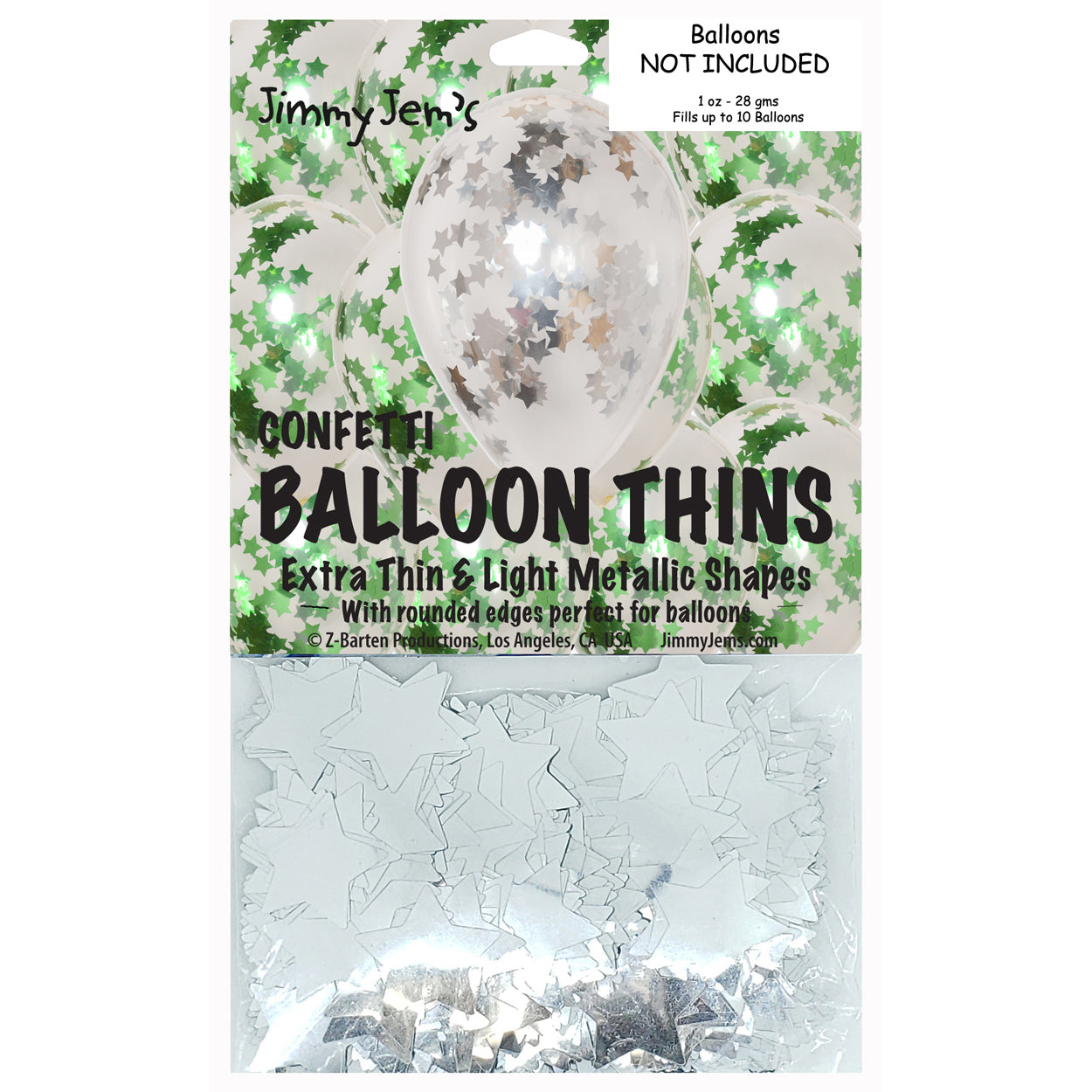 BalloonTHIN Star 1" Green & Silver Pouch