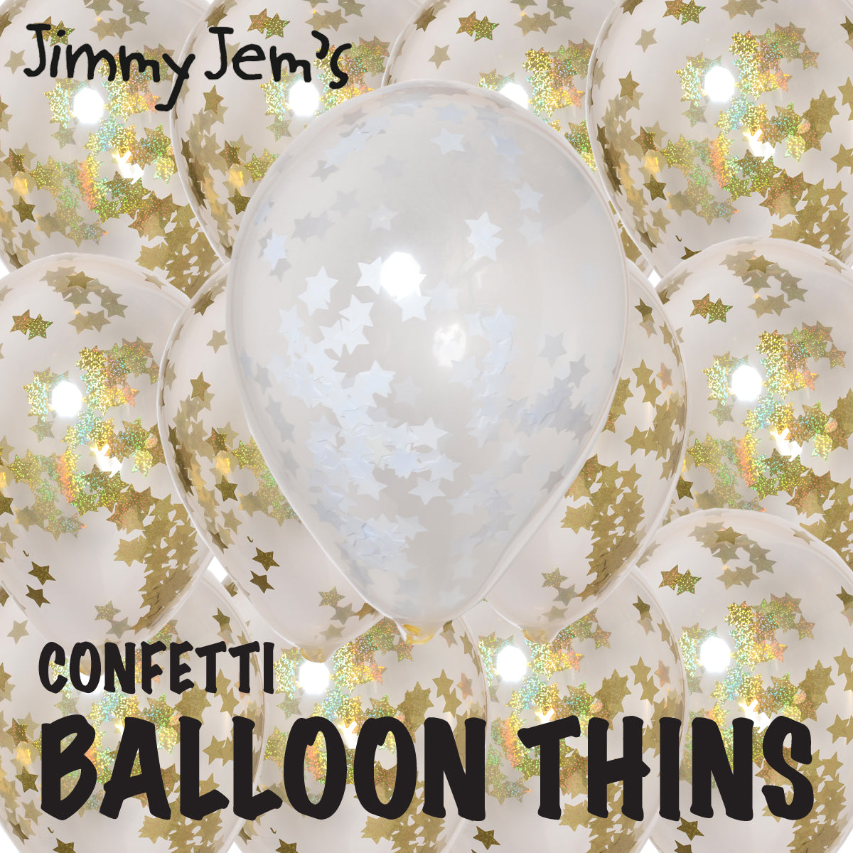 BalloonTHIN Stars 1" in Gold Prisma & White - Balloon Combo Kits