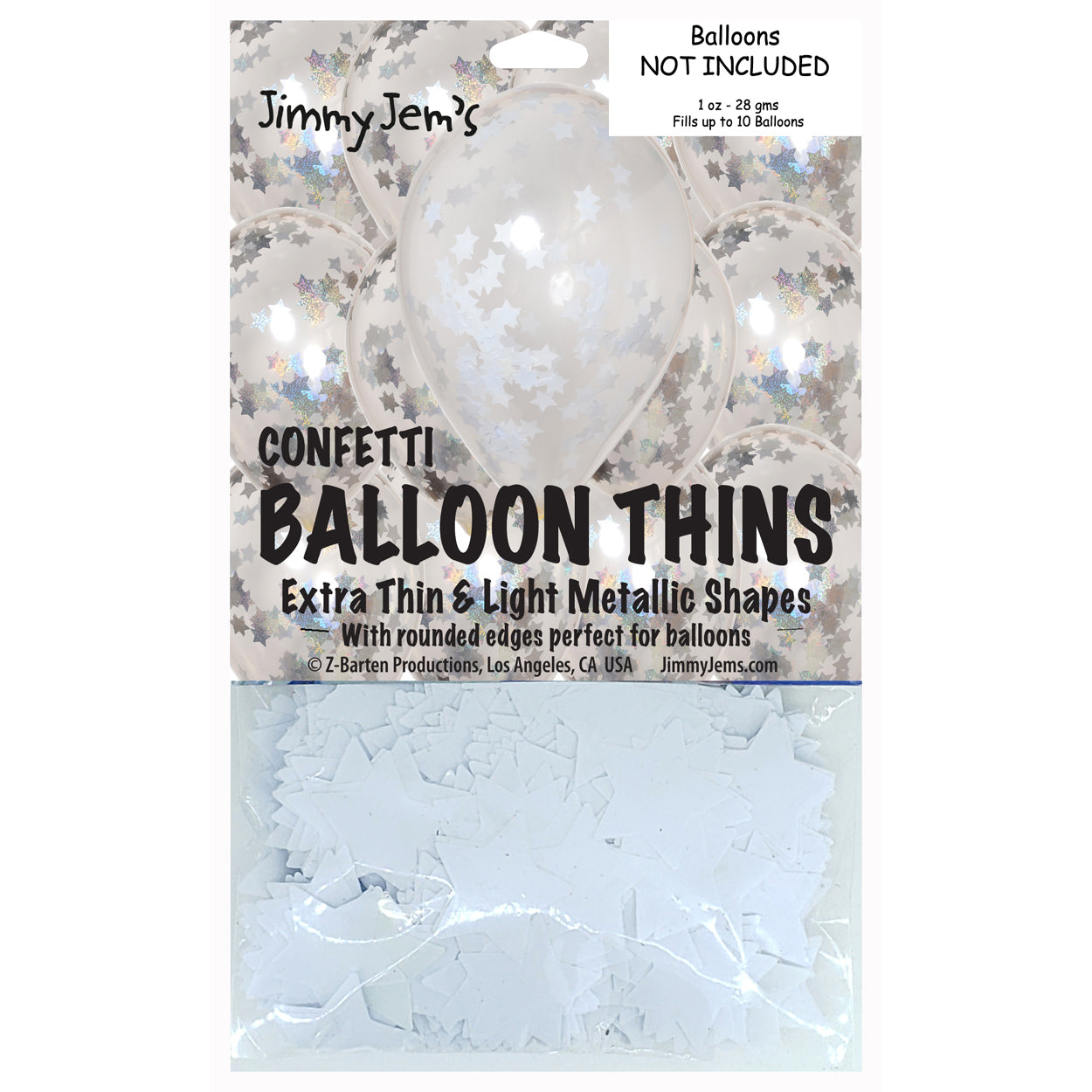 BalloonTHIN Star 1" Silver Prisma & White Pouch