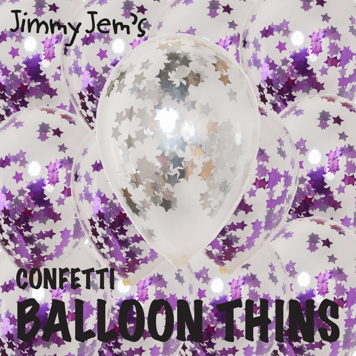 BalloonTHIN Star 1" Purple & Silver filled Balloon Header