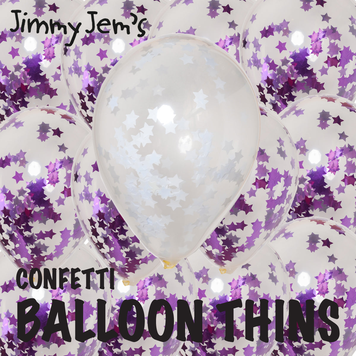 BalloonTHIN Star 1" Purple & White filled Balloon Header