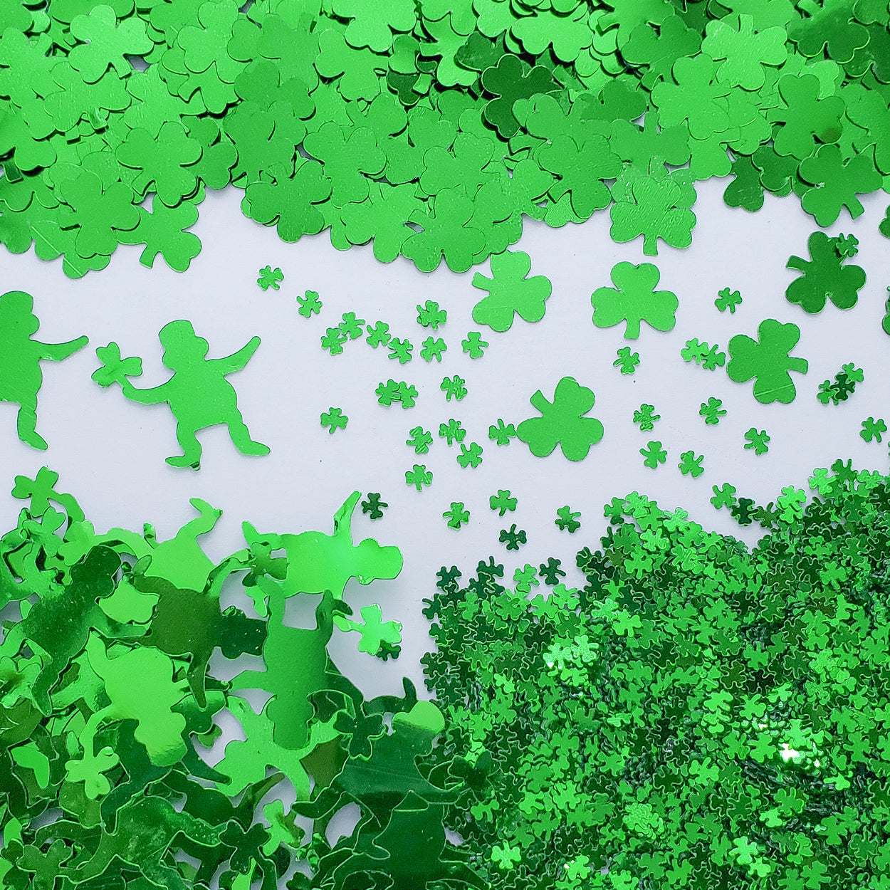 St Patricks Day Confetti Leprechaun, Shamrock 3/8 Shamrock 1/8