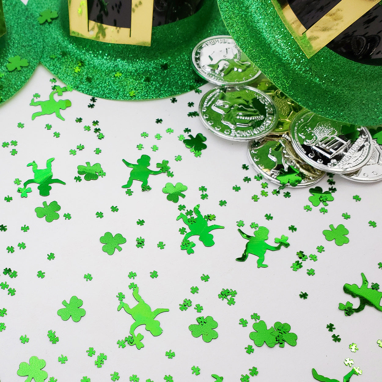 St Patricks Day Confetti Leprechaun, Shamrock 3/8 Shamrock 1/8