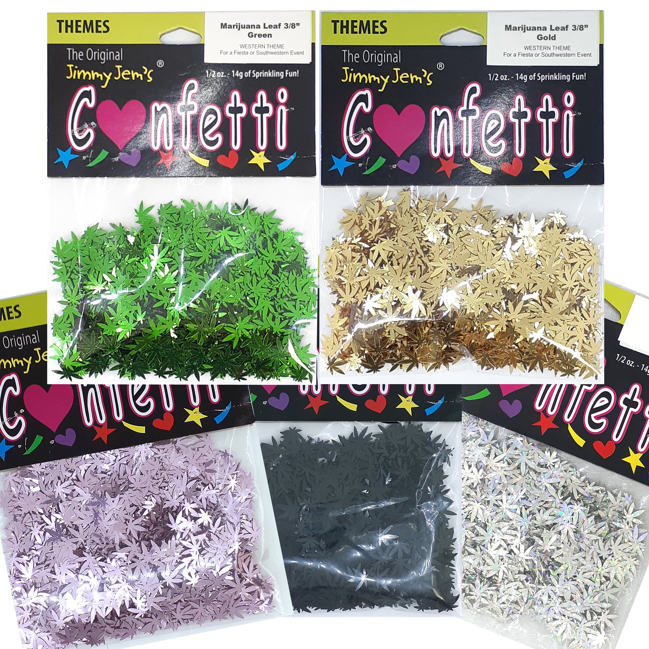 Confetti Marijuana Leaf 3/8 1 Each Black, Gold, Green, Pink, Silver