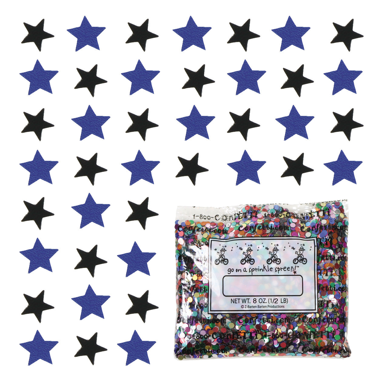 Confetti Star 1/4" Black, Blue Royal