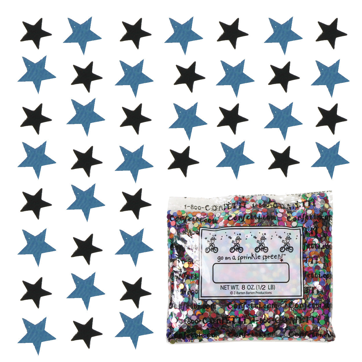 Confetti Star 1/4" Black, Blue Sky