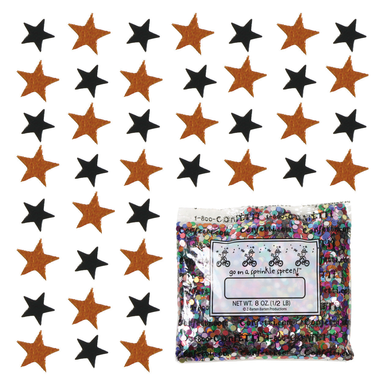 Confetti Star 1/4" Black, Orange