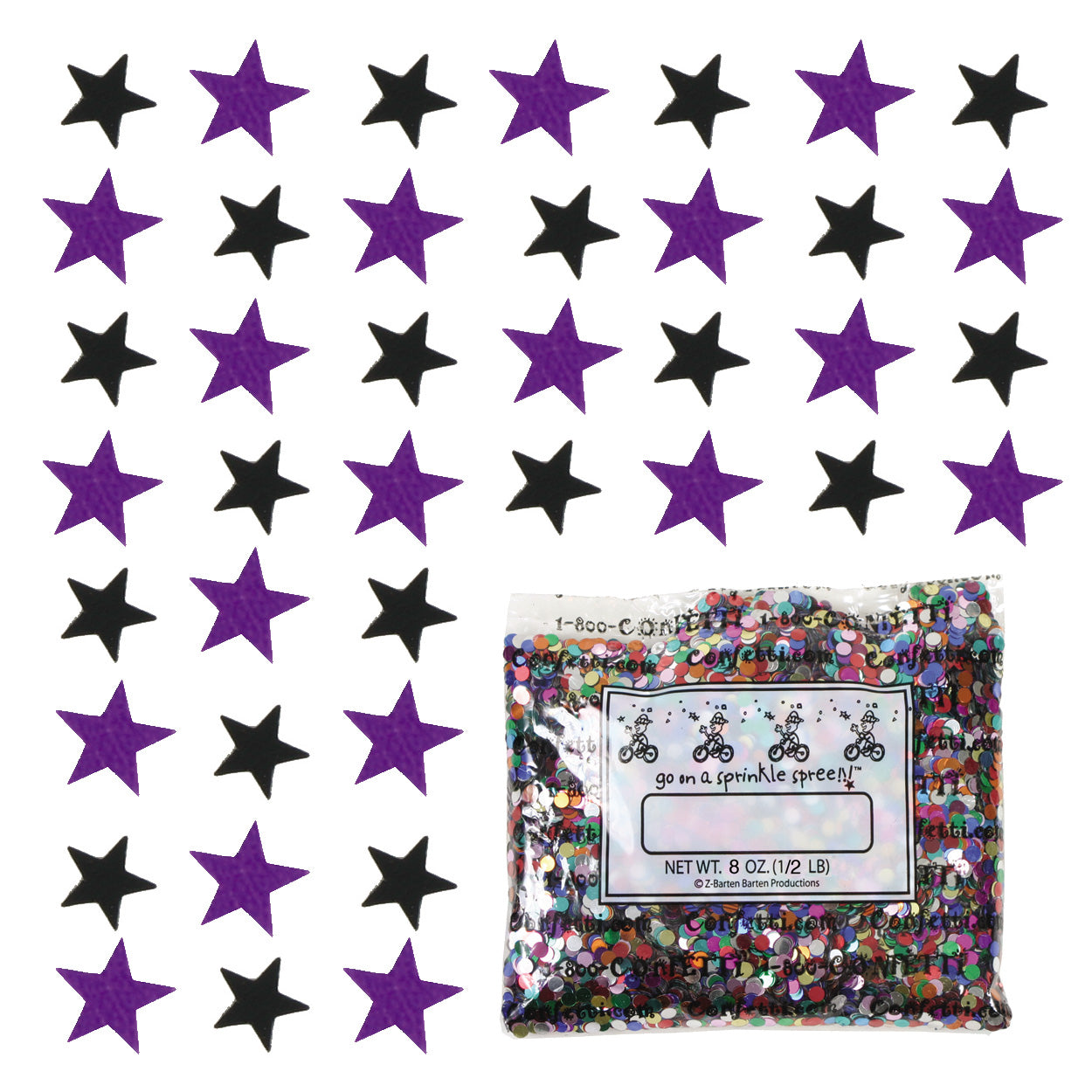 Confetti Star 1/4" Black, Purple