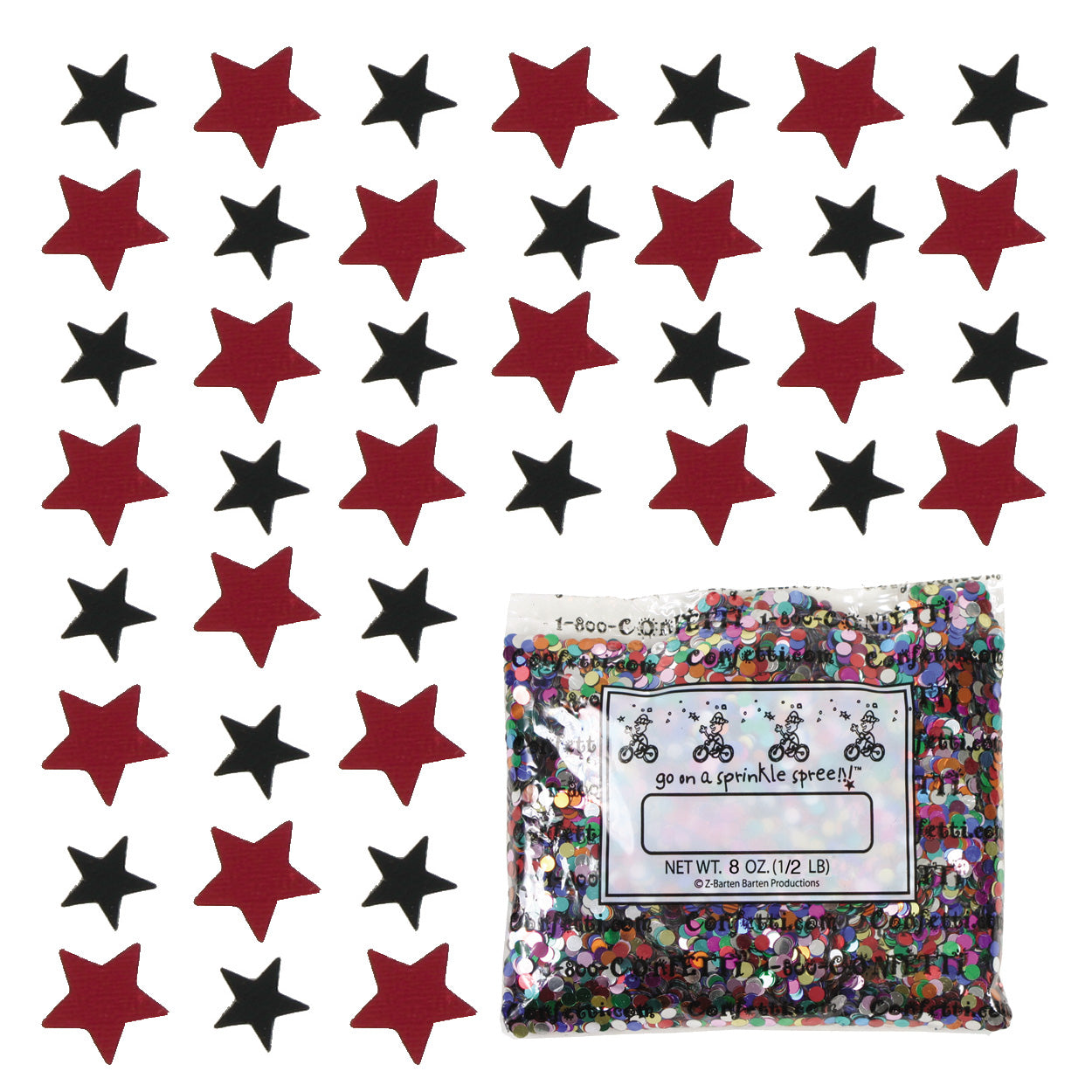 Confetti Star 1/4" Black, Red