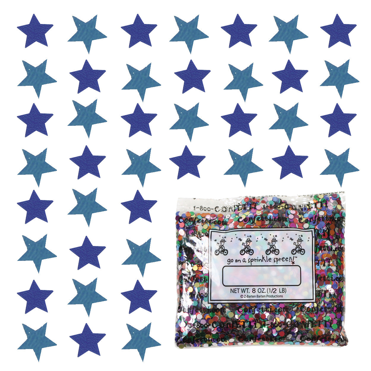 Confetti Star 1/4" Blue Royal, Blue Sky