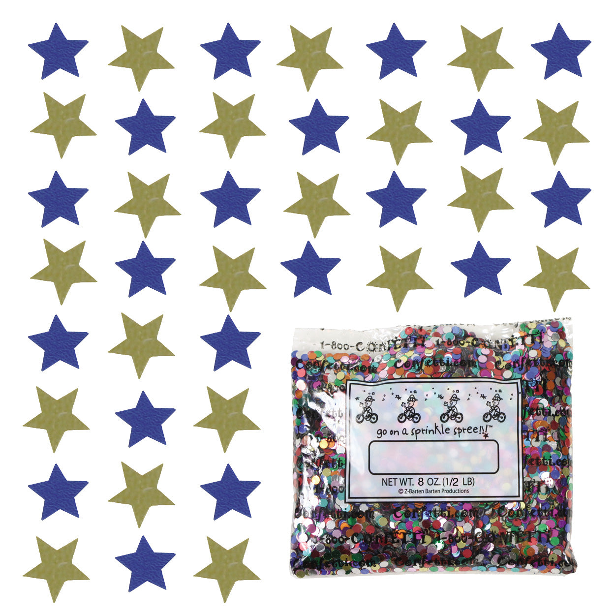 Confetti Star 1/4" Blue Royal, Gold