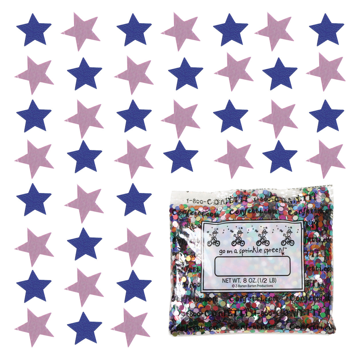 Confetti Star 1/4" Blue Royal, Pink