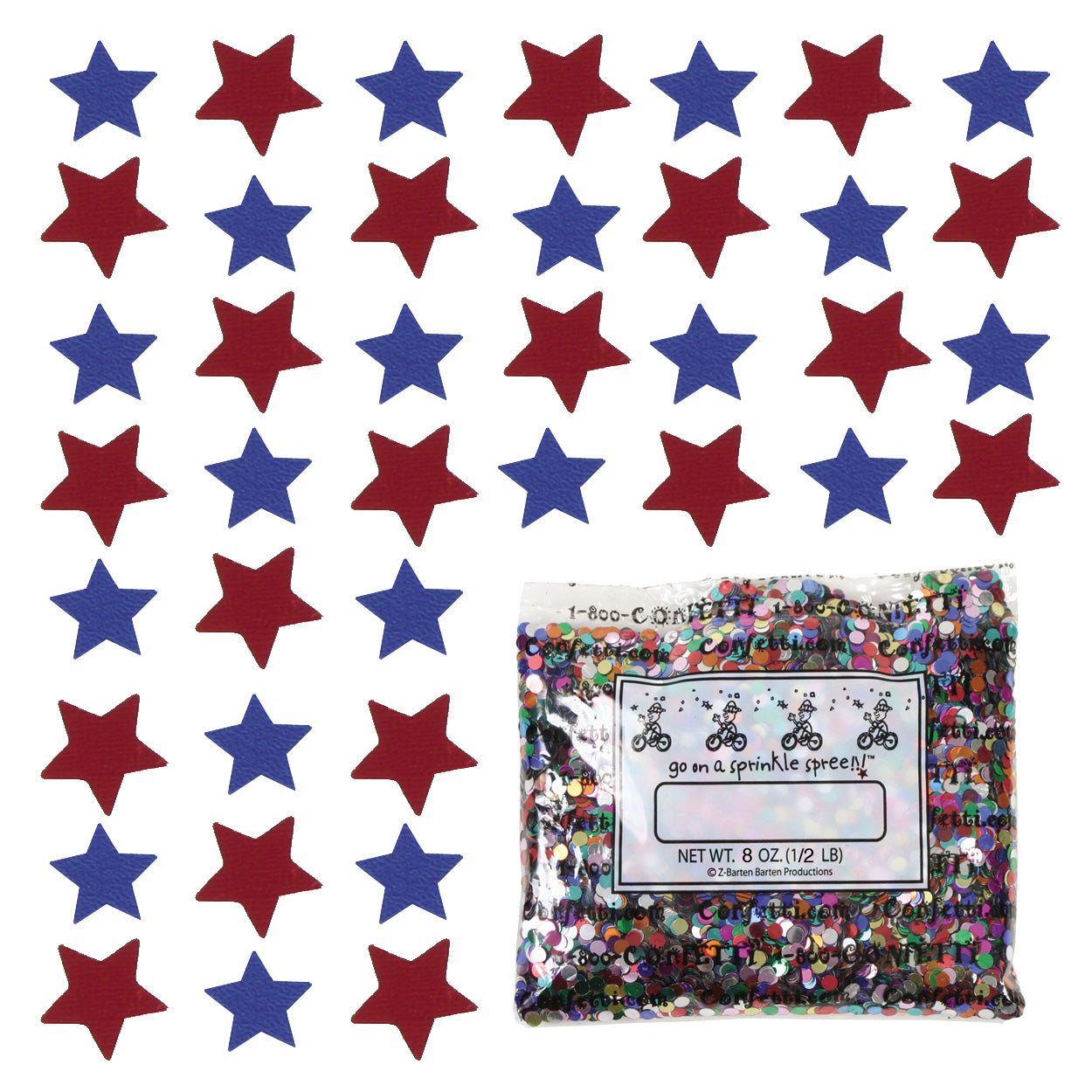 Confetti Star 1/4" Blue Royal, Red