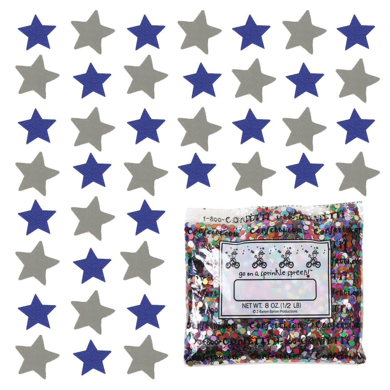 Confetti Star 1/4" Blue Royal, Silver