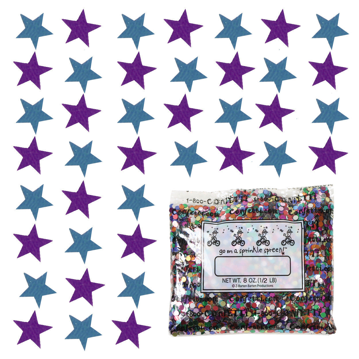 Confetti Star 1/4" Blue Sky, Purple