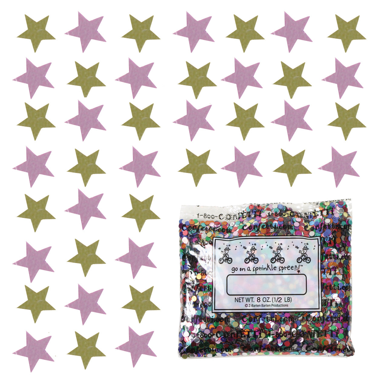 Confetti Star 1/4" Gold, Pink