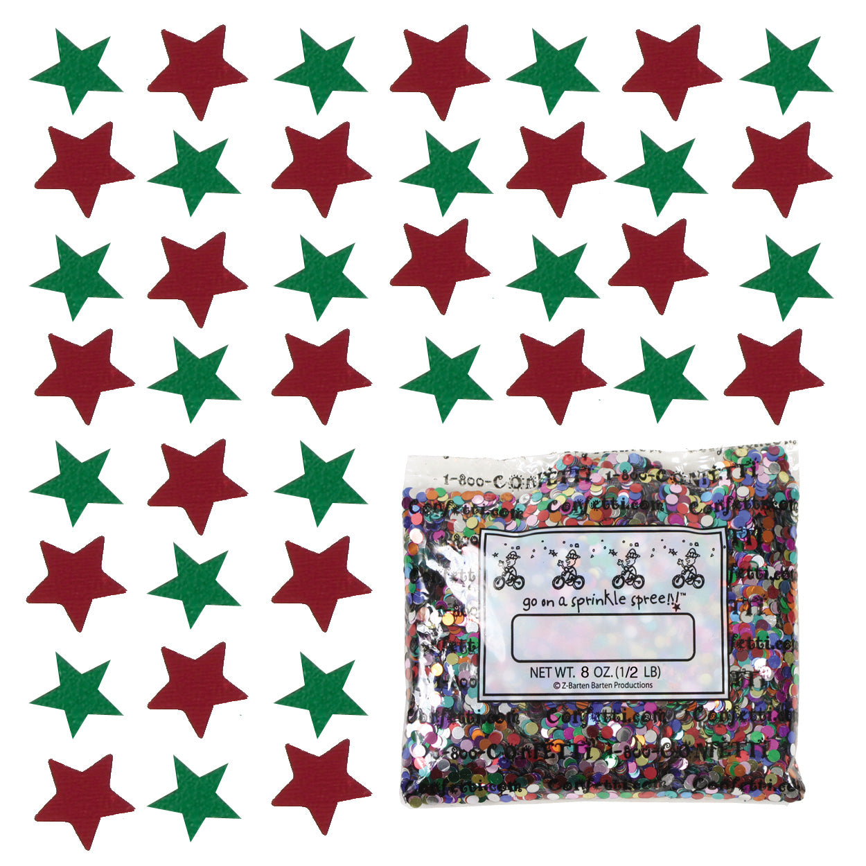 Confetti Star 1/4" Green, Red