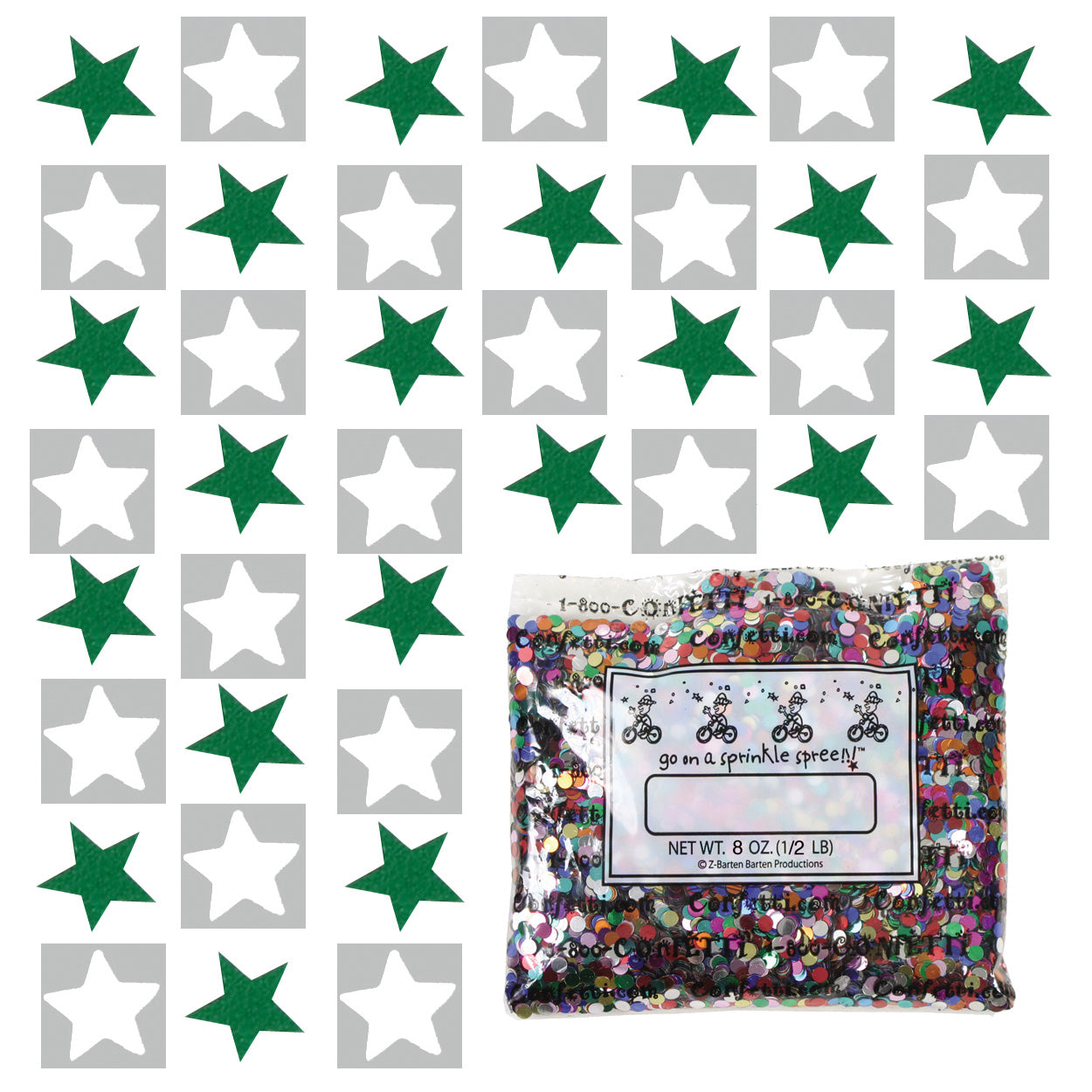 Confetti Star 1/4" Green, White